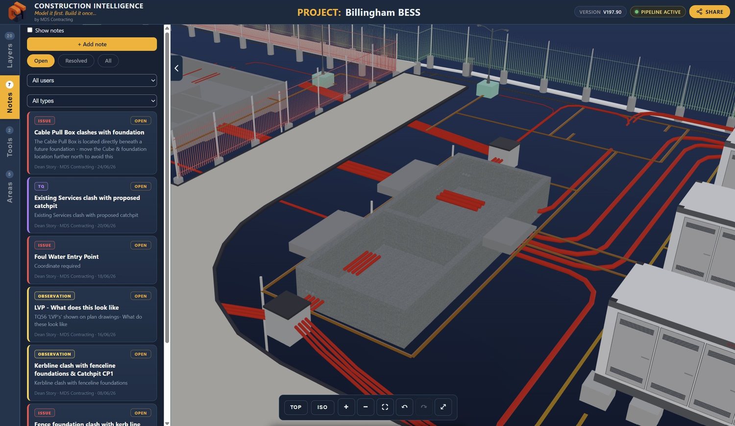 Billingham BESS — Construction Intelligence 3D viewer
